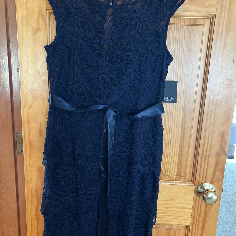 Elegant Navy Lace Dress